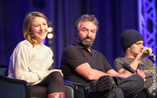 Gemma Whelan (Yara Greyjoy), Ian Beattie (Ser Meryn Trant), Finn Jones (Loras Tyrell), Foto: Tobias Schad